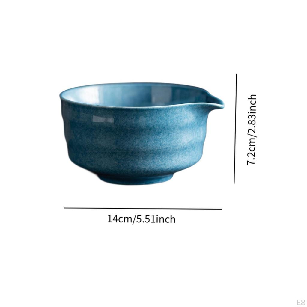Ceramic Green Tea Bowl 500ml 14x12.6x7.2cm Lightweight for Friends Lovers Multifunctional