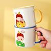 Cute Couple Ceramic Water Cup Korean Large-capacity Milk Cup High-value Mug with Handle Mouthwash Cup