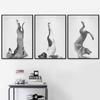 Танцы Йога кошка собака обезьяна настенная живопись на холсте черно-белые постеры на скандинавскую тему и принты настенные панно для декора гостиной