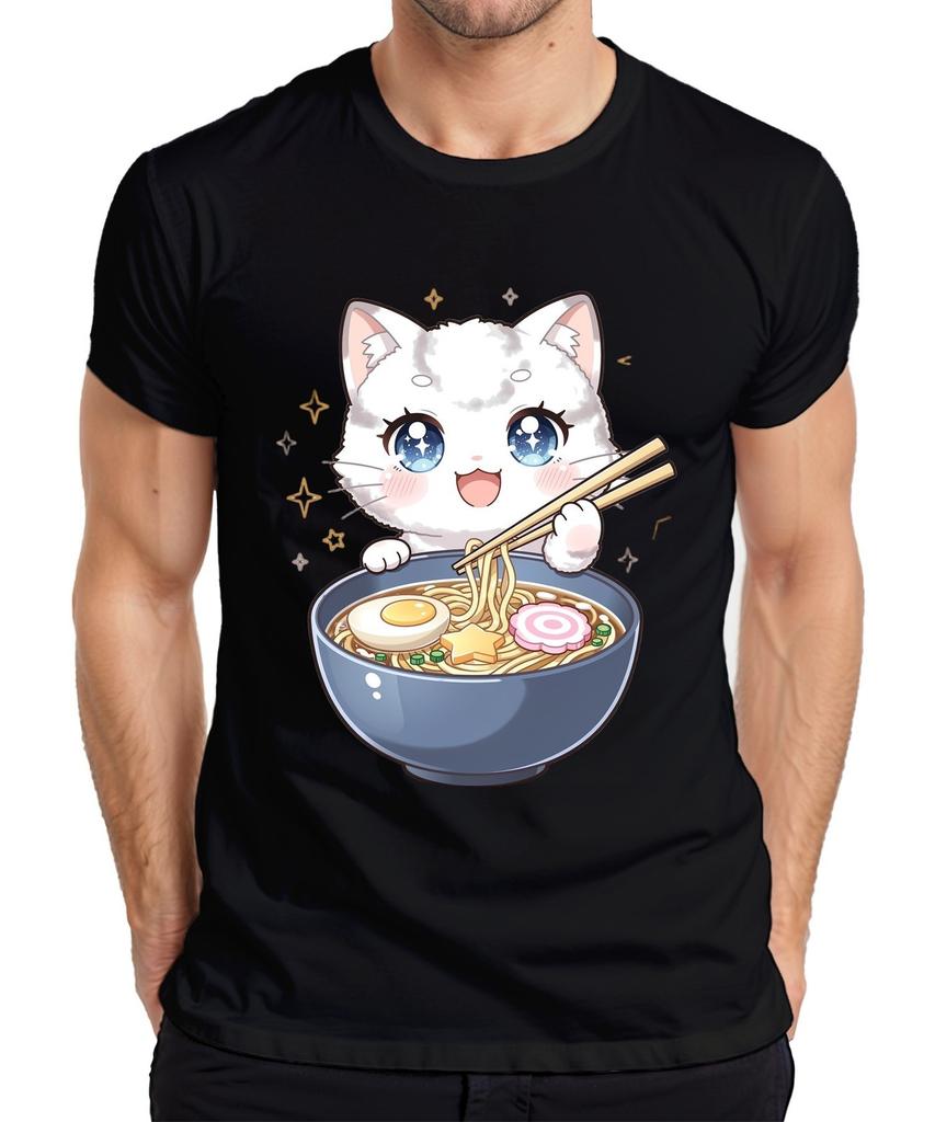 Kawaii Anime Cat Ramen Noodle Soup Japanese Neko Cute Gift Mens T-Shirt