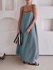Модное хлопковое платье-бретелька контрастного цвета, весенне-летнее женское простое свободное вентилируемое платье для отдыха с большим подолом