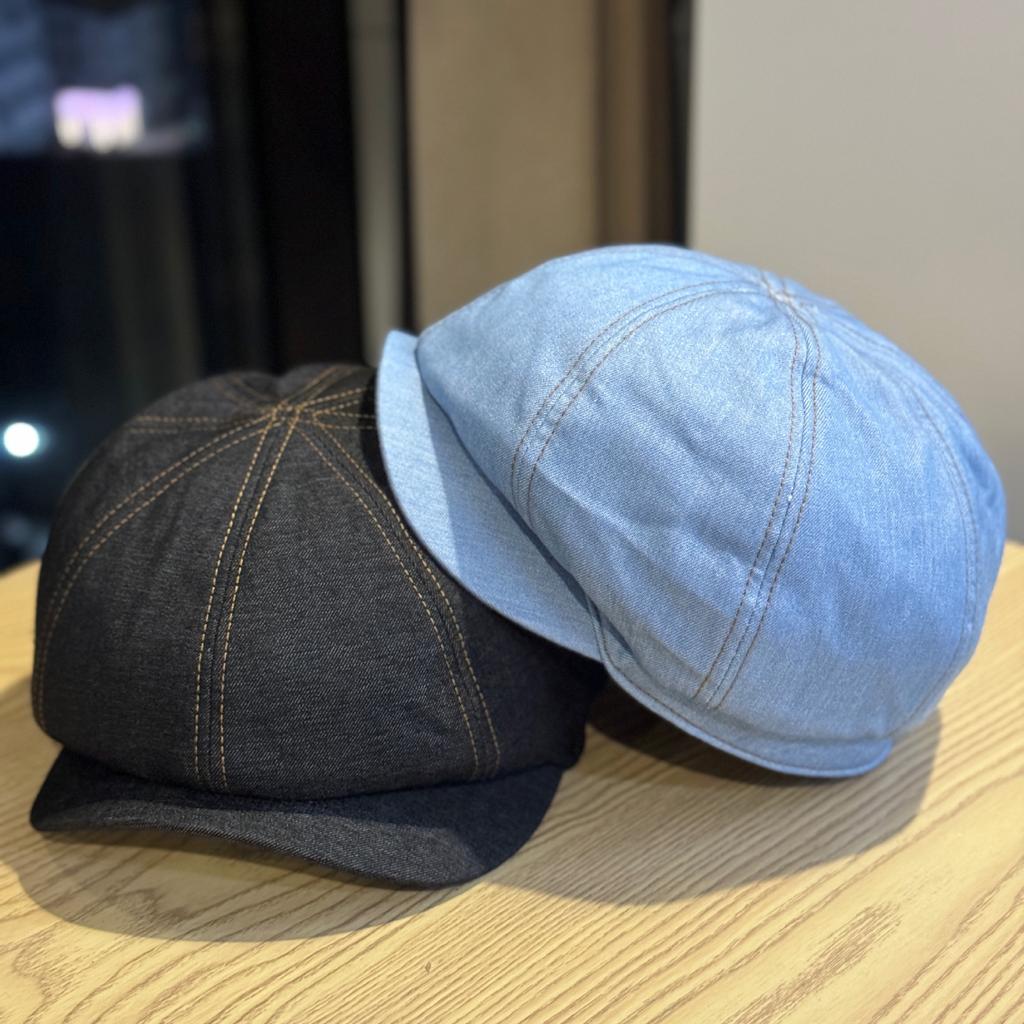 New Korean-style Dongdaemun simple casual denim newsboy cap for women, versatile for spring and autumn, retro and face-slimming