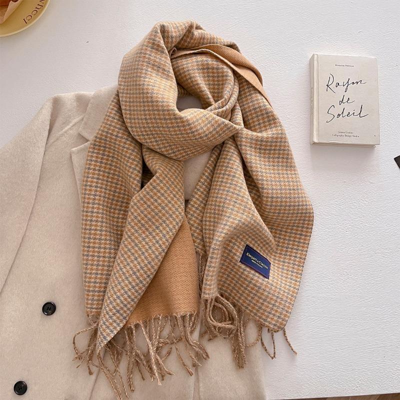 Осень и зима новый универсальный шарф женский утолщенный вязаный толстый бахромчатый теплый шарф имитация кашемира шаль