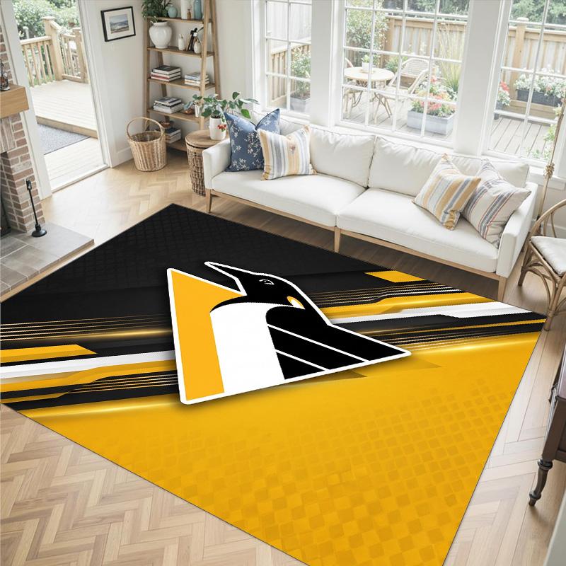 Дизайн Pittsburgh Penguins Кристальный Велюровый Ковер Уютный Не?Нескользящий ковер с принтом для спальни, гостиной, прихожей