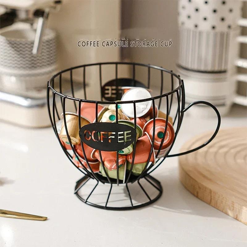 Держатель для кофейных капсул, ящик для хранения, полая железная чашка для хранения кофейных капсул, контейнер для фруктов, нестандартная форма, стойка для хранения кофе
