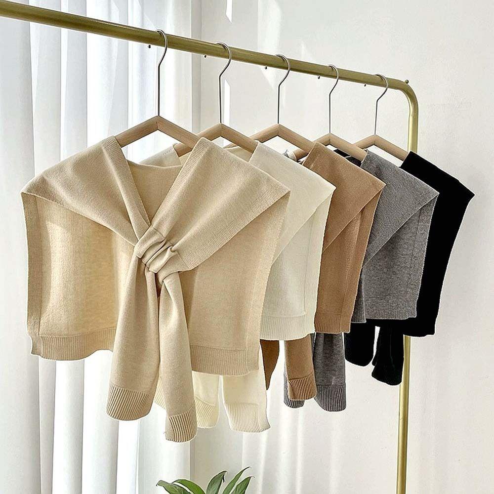 Cape Knitted Shawl Sunscreen Wool Scarves All-match Solid Color Scarf Outdoor