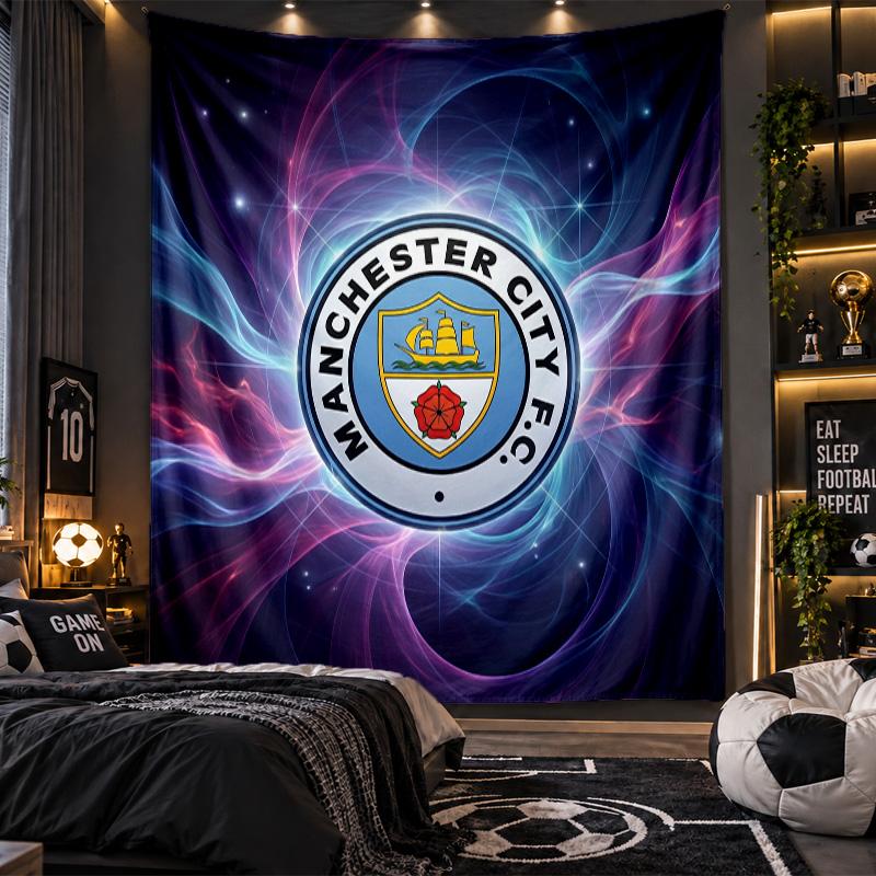 Wall Hanging Tapestry Manchester City Print Cloth for Living Room Bedroom Home Decor