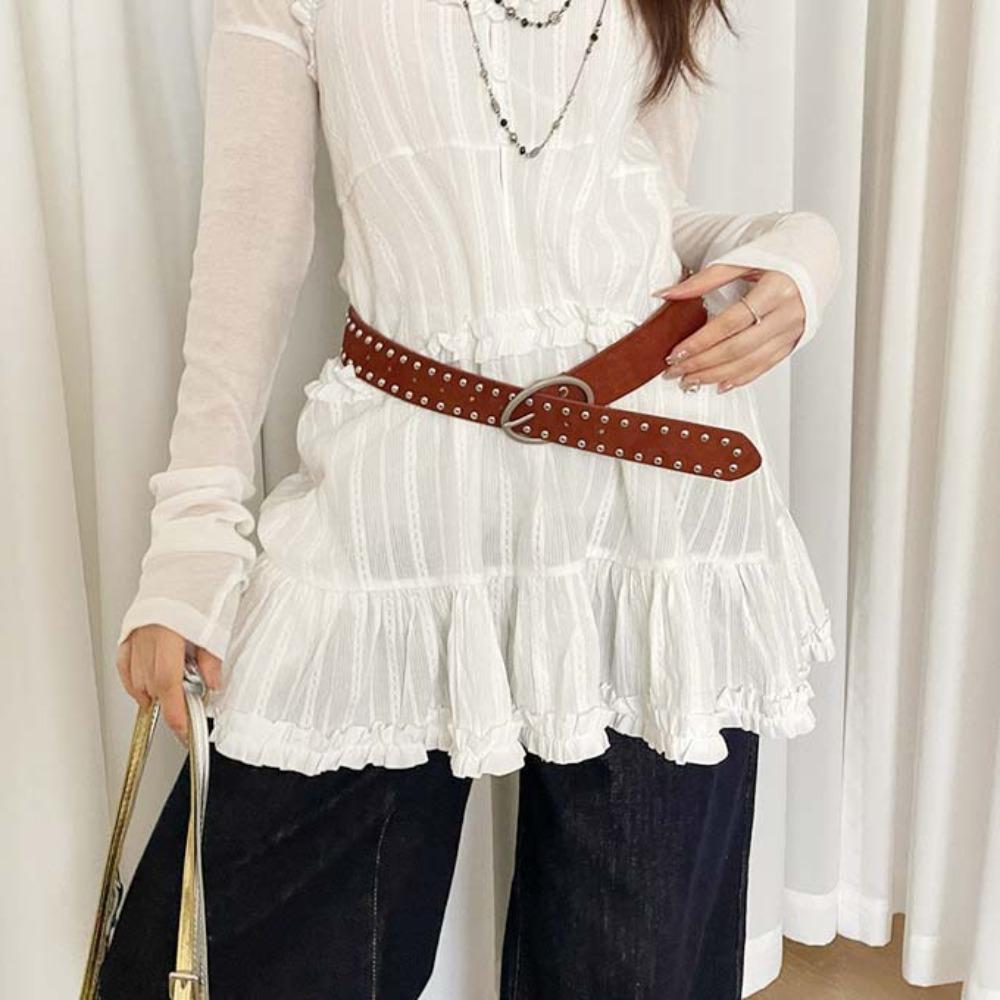 Adjustable Y2K Wide Belt Punk PU Leather Waistbands Skirt Accessories Rivet Waist Belt  Waist Seal