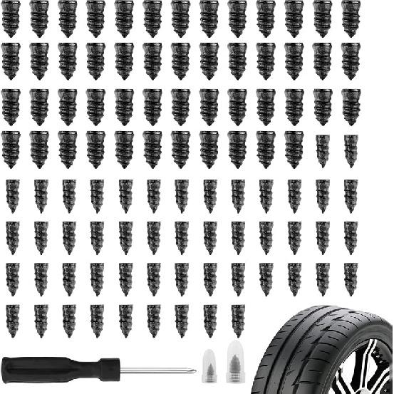 100PCS Car Tire Plug Kit,Practical Tire Screw Plug Repair Kit With Screwdriver/Tires Repair Rubber Nail For Quick Repairs,Essential Car Accessories