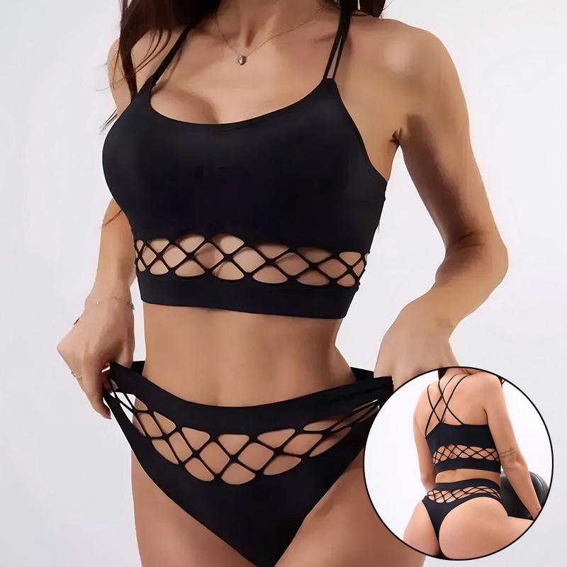 Women Sexy Thongs 2Pcs/set Breathable Sports Bra Set Seamless Crop Top Anti Sweat Yoga Lingerie Gym Running Underwear