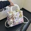 New Fashion Silk Scarf Graffiti Contrasting Color Princess Diana Bag Portable Shoulder Oblique Span Trendy Women's Bag