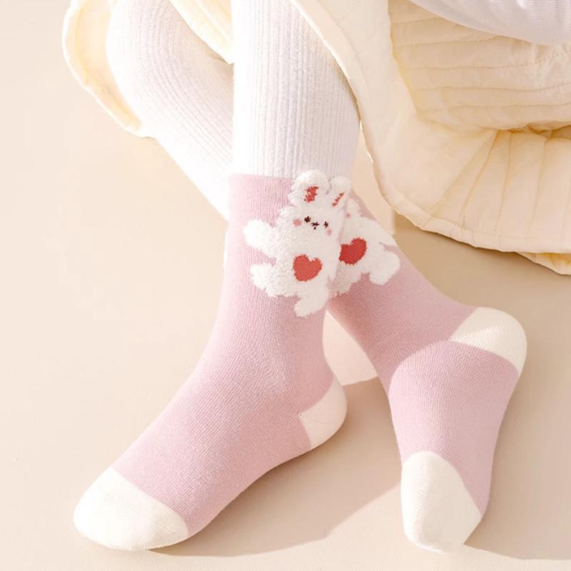 5 пар Модные полосатые носки с цифрами Детские спортивные носки для мальчиков Розовый кролик Детские носки средней длины с оборками Детские хлопковые носки