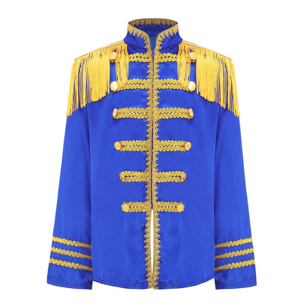 Children's 60s Rock Band Costume - British Star Style Gold Lace Top with Long Sleeves for Music Cosplay