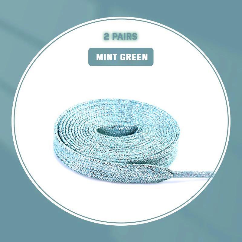 2 Pair Glitter White Shoelaces of Sneakers Colorful Shoelaces Metallic Shiny Gold Shoelace Silver Flat Shoe Laces Running Laces