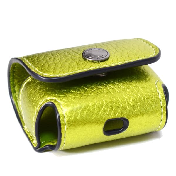 Брелок Pebble Leather Air Pods Pro Case Bag Charm Keychain Metallic Citrine CP197 [Coach] [Товар]