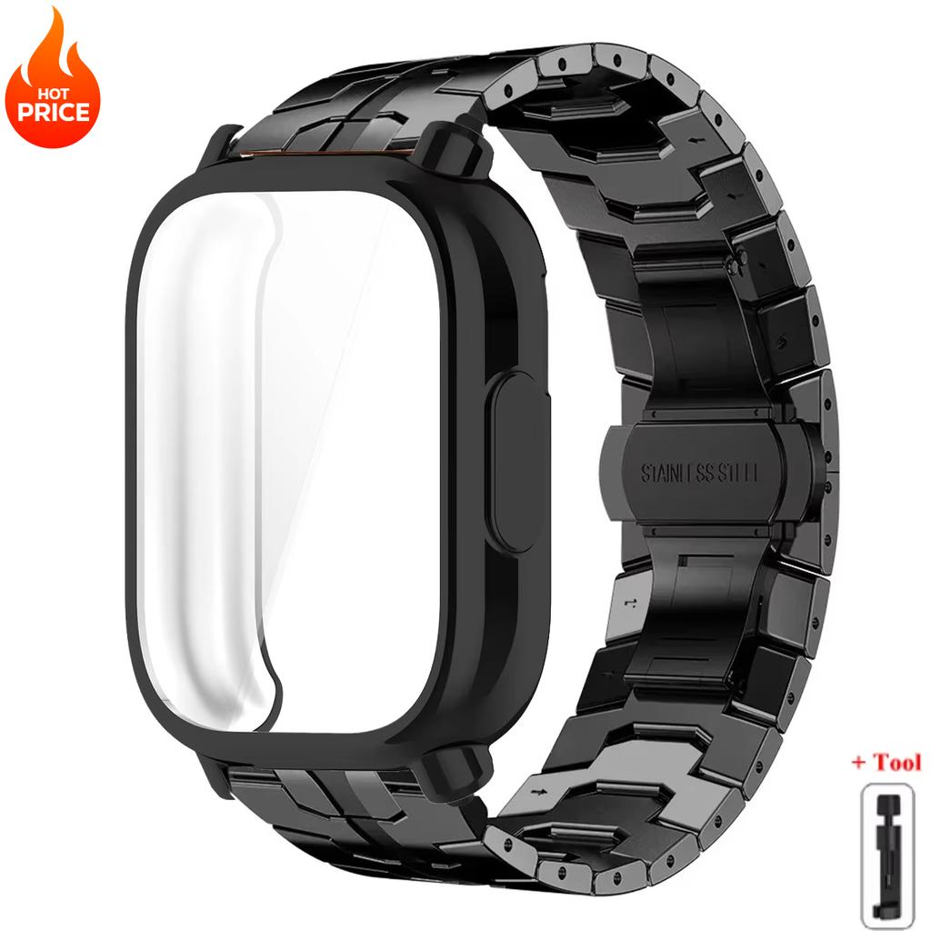 Чехол+Ремешок Для Redmi Watch 5 Active Мягкий ТПУ Чехол Для Xiaomi Redmi Watch 5 Lite Роскошный Металлический Ремешок Для Часов Браслет из Нержавеющей Стали