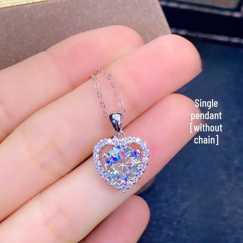 3 Carat Heart-Shaped Simulated Moissanite Pendant with Eight Hearts & Arrows, PT950 Plated - Hot Seller for Women