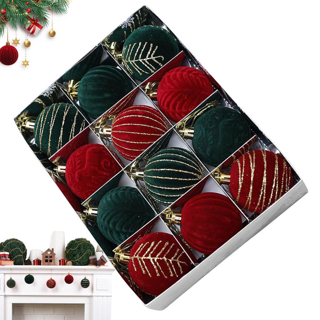 12 шт. Бордовые елочные шары, флокированные, украшения для рождественской елки, вечеринки, новогодние рождественские подвесные шары