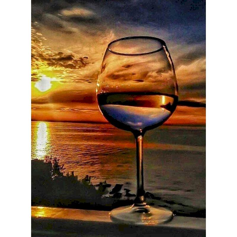 5d Diy Алмазная картина Стеклянная чашка для воды Пейзаж Мозаика Алмазная вышивка Полный квадрат Вышивка крестом Домашний пейзаж Стена