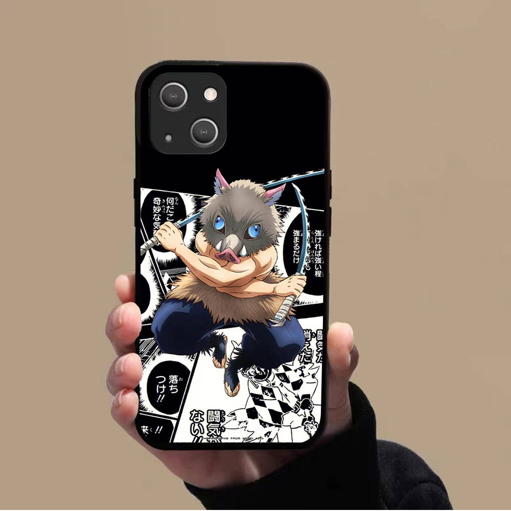 KK-10 Demon Slayer Soft Black Case for iPhone XR 14 15 11 12 13 6 7 8 X XS Pro Max Samsung S22 S23 S21 S24 FE Ultra S8 Plus