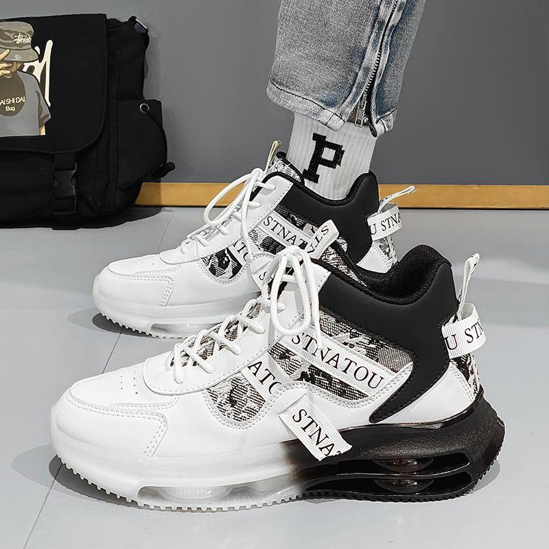 Мода 2024 Новые дышащие спортивные кроссовки с высоким верхом для мужской трендовой повседневной обуви с мягкой подошвой и высокой высотой, молодежные кроссовки для бега