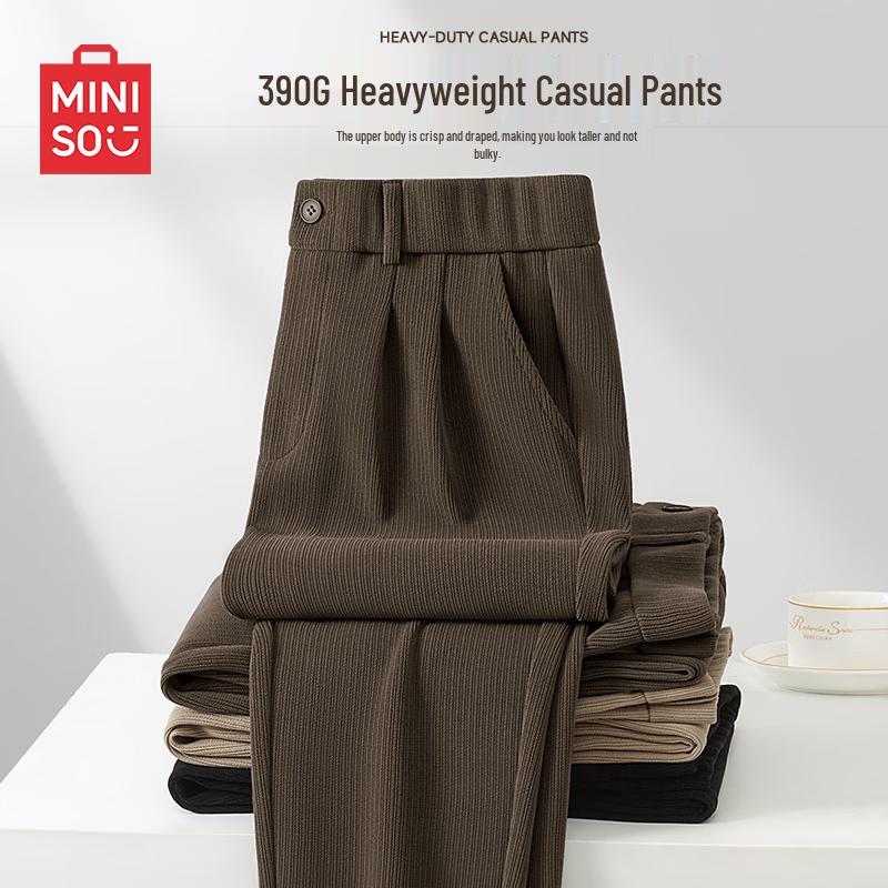 MINISO Мужские повседневные трикотажные брюки прямого кроя из плотного материала