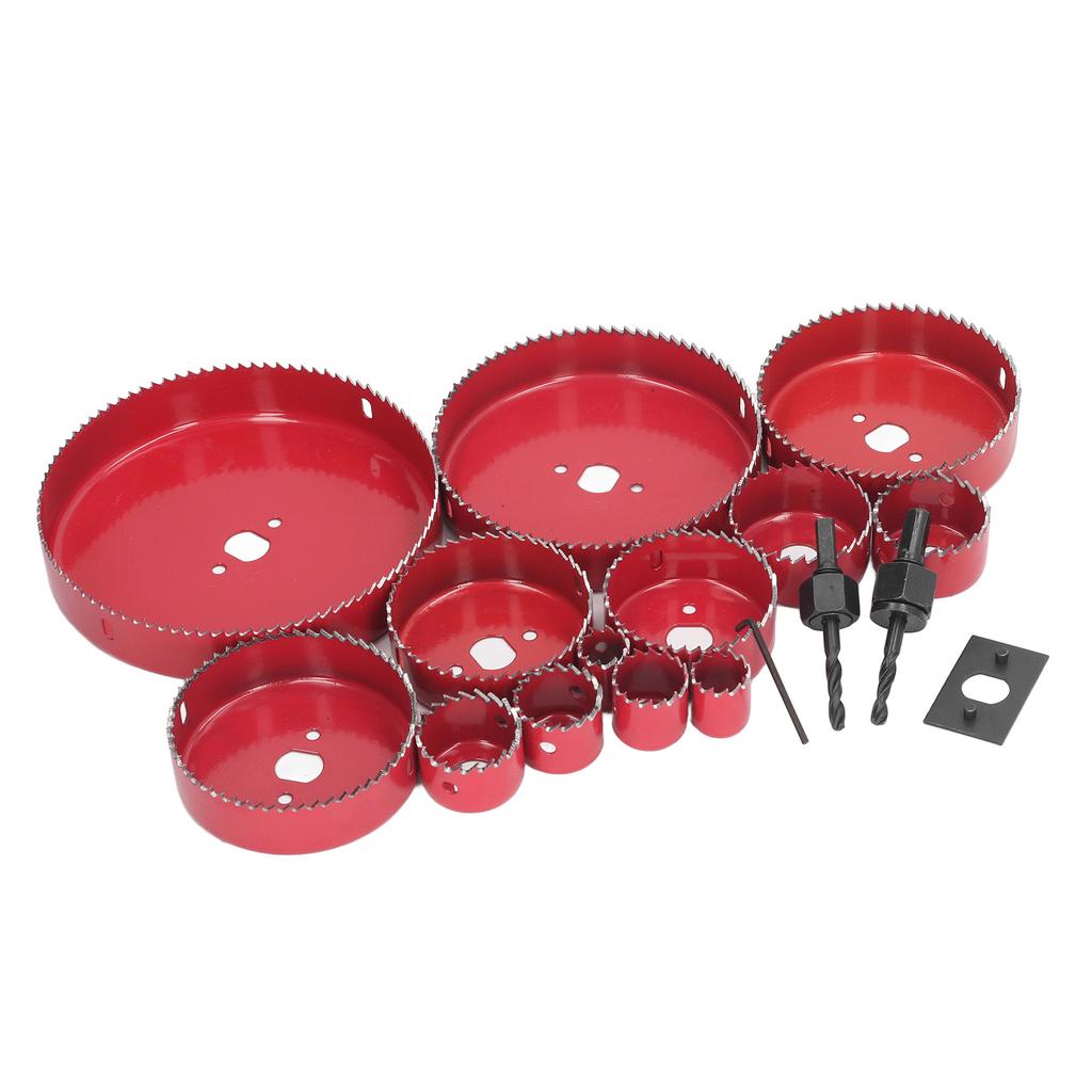 Набор из 17 шт. коронок, биметаллический набор сверл, сверхпрочный режущий инструмент для деревообработки с кейсом для переноски для