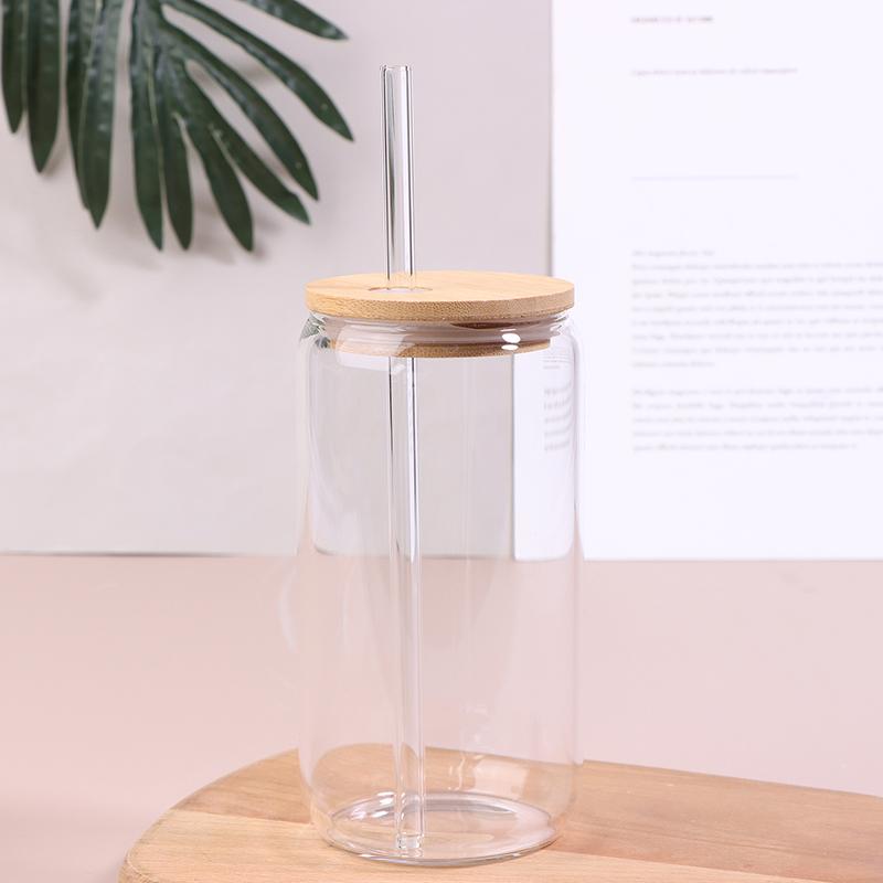 16 унций стеклянная чашка с крышкой и прозрачной трубочкой чашка для чая с пузырьками стеклянная пивная банка молочные чашки мокко набор кружка для завтрака посуда для питья