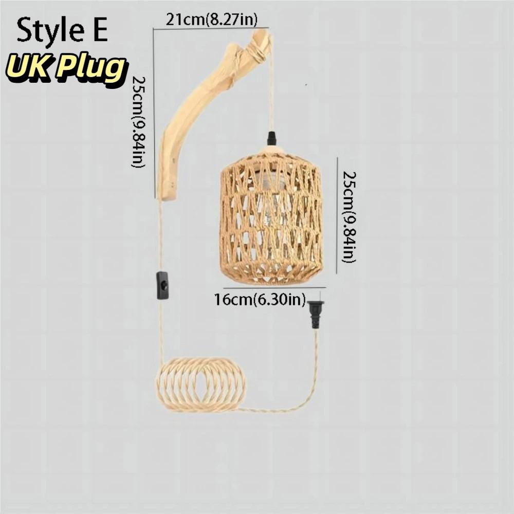 Natural Rattan Bamboo Lantern Wall Lamp Hand-Woven Bamboo Room Decor Lampshades  Hotel Room