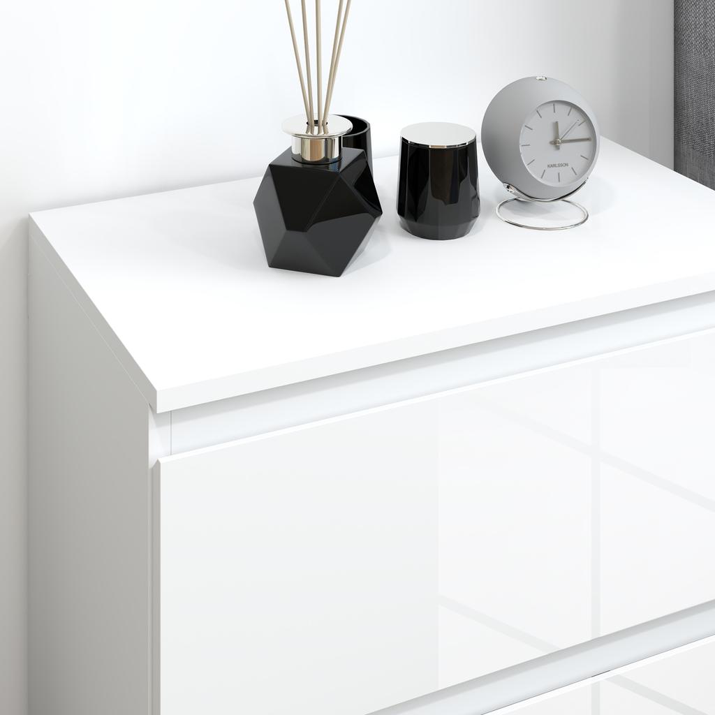 3 Drawer Dresser Modern Bedroom Dresser With Anti Tip Design 55x34x75 Cm Glossy White