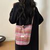 Модная сумка-ведро для женщин, осень и зима, новая универсальная шерстяная клетчатая сумка через плечо с диагональным ремешком