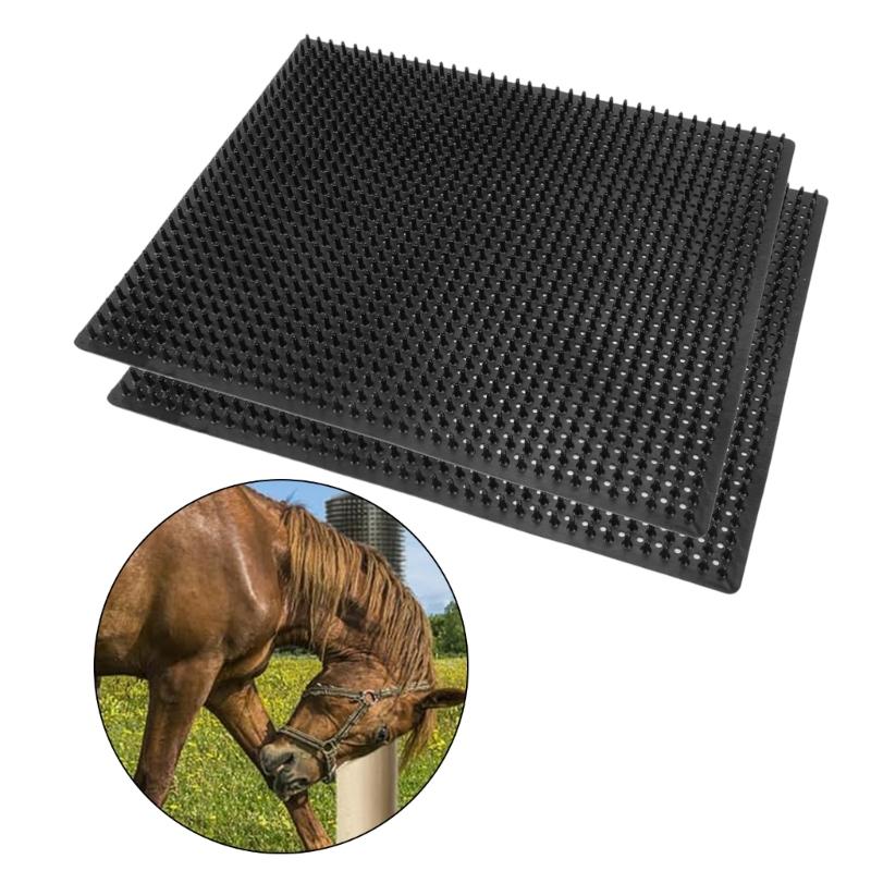 2PCS Livestock Grooming Mats With Mounting Nail Scratching Post Pad For Various Farm Animal Horse Cow Cattle Grooming