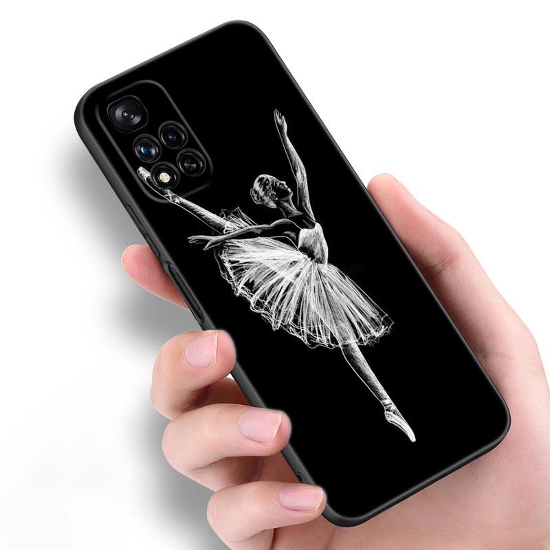 Ballet Girl Black Silicone Phone Case For Xiaomi POCO X3 X4 NFC F5 M3 M4 M6 X5 X6 Pro F3 F4 GT 5G C55 C65 M5
