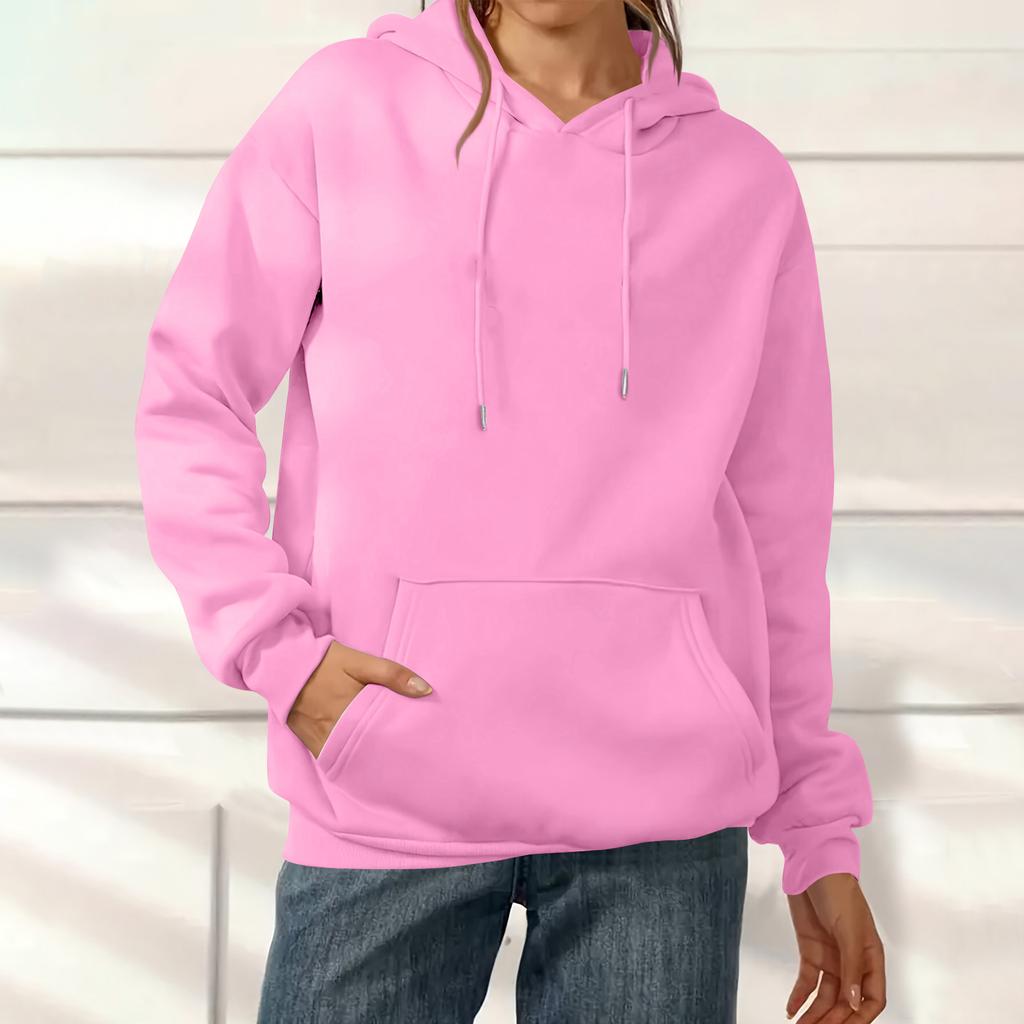 Women's Fashion Solid Color Casual Long Sleeve Hoodie