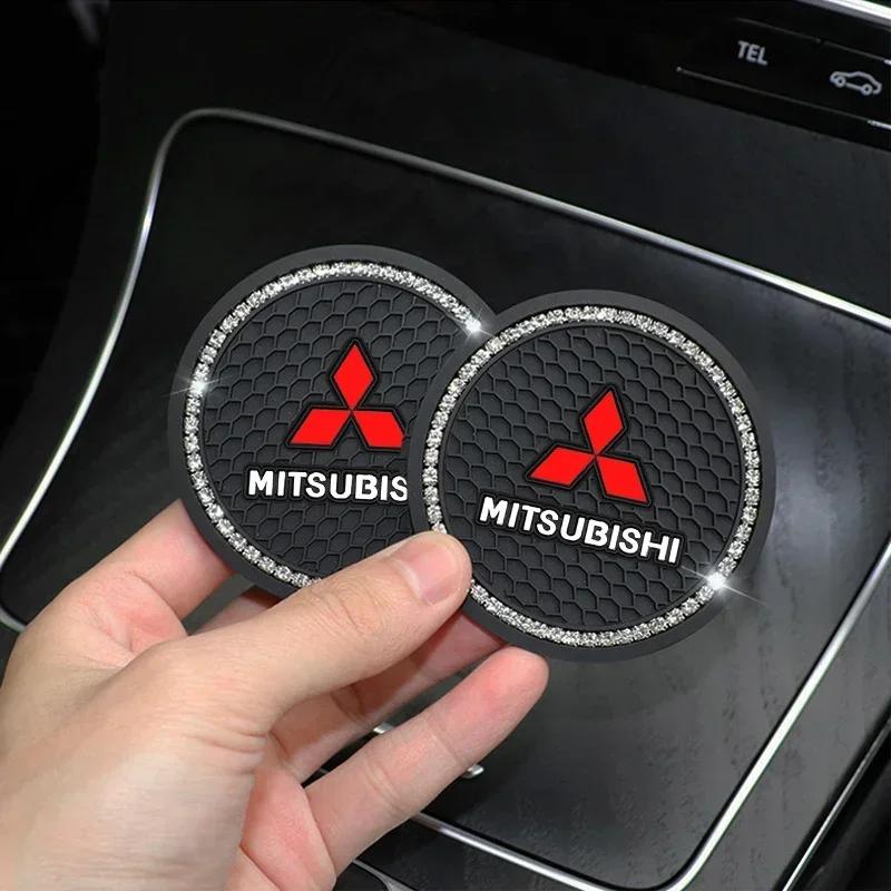 2PCS Universal Car Cup Holder Coaster Anti-Slip Water Cup Mat Interior Accessories for Mitsubishi Outlander Lancer ASX Pajero Sp