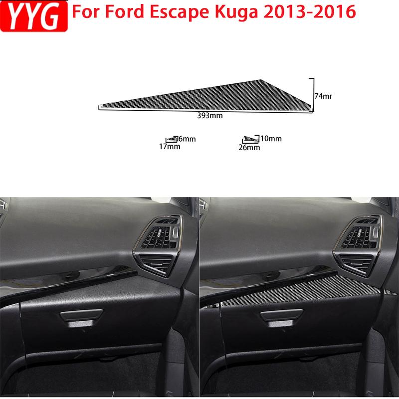 Для Ford Escape Kuga 2013-2016 Декоративная накладка-стикер на крышку бардачка для второго пилота из углеродного волокна Аксессуары для стайлинга автомобиля