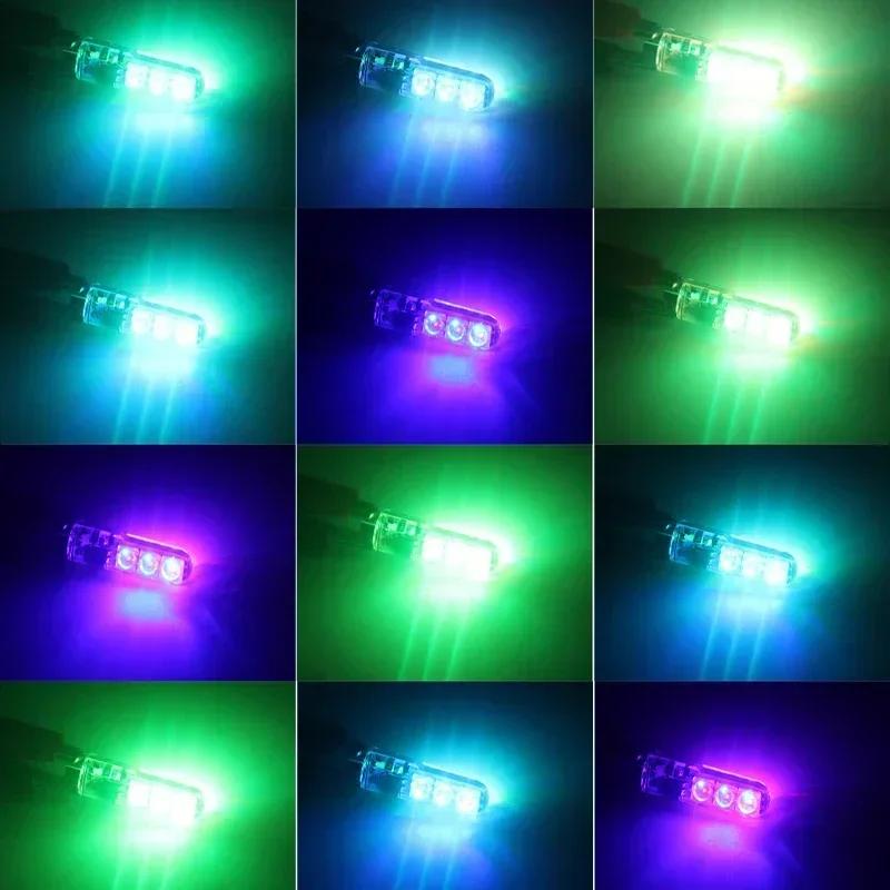 T10 W5w 501 RGB 7-цветная автомобильная клиновидная боковая лампа, водонепроницаемая, 6 светодиодов SMD 5050, с пультом дистанционного управления (Нет батареи)Стробоскопическая лампа-клин