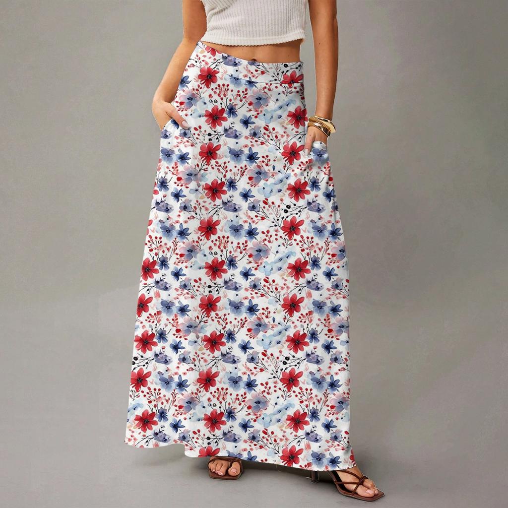 Women's Flowing Maxi Dress Regular Casual Summer Floral Print Bohemian Skirt