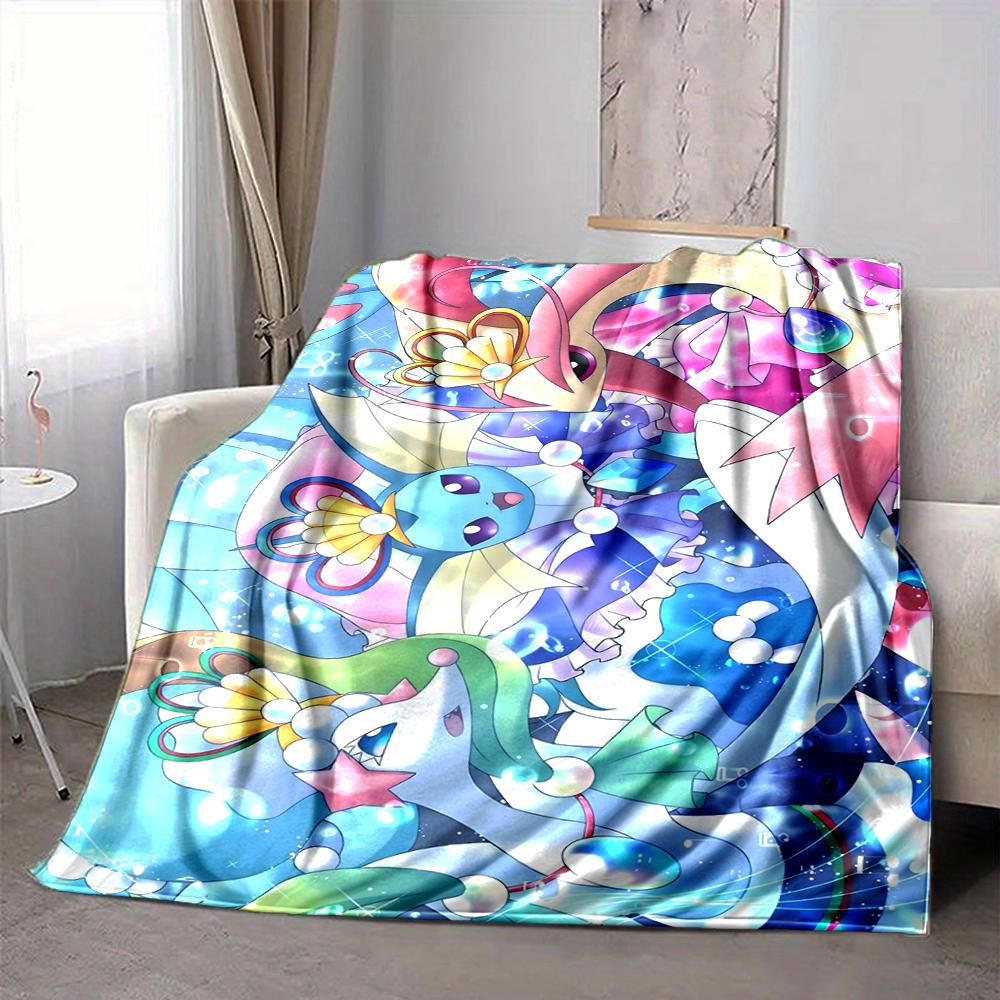 1Pc Fantasy Pokmon Artwork Flannel Blanket, Soft And Comfortable, Casual Warm, Camping Travel, Christmas, Halloween Xmas Gift Y1119