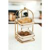 2 Tier Square Gold Ceramic Presentation Bowl, Turkish Delight Bowl And Sugar Bowl