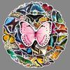 50 Butterfly Graffiti Personalized Creative Insects Children's Cognitive Decoration Water Cup Mobile Phone Case Suitcase Stickers Waterproof