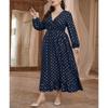 Плюс Размер Женщин Высокая Талия Горошек Новое Платье Эластичный Пояс Принт