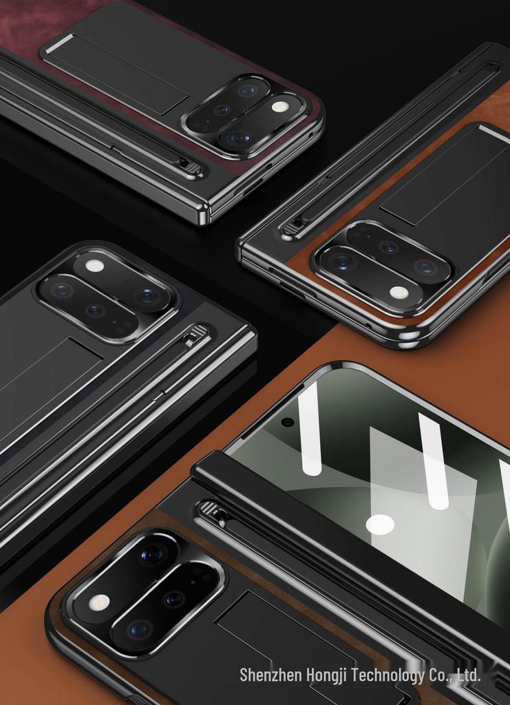 Чехол-книжка Pixel 11 Pro Fold с текстурой под винтажную кожу и слотом для стилуса