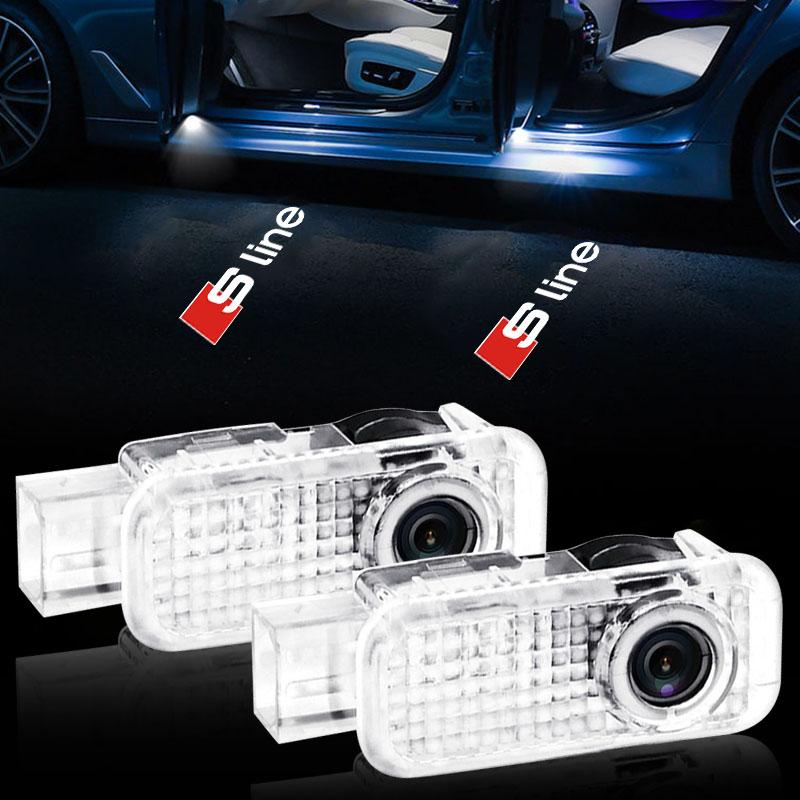 Для Audi e B8HD Светодиодные приветственные огни Проекционные лампы на двери автомобиля Эмблемы автомобиля Для Audi A3 A4 A5 A6 A7 A8 TT Q3 Q5 Q6 Q7 A1 B5 B6 B7 B8 B9 Quattro