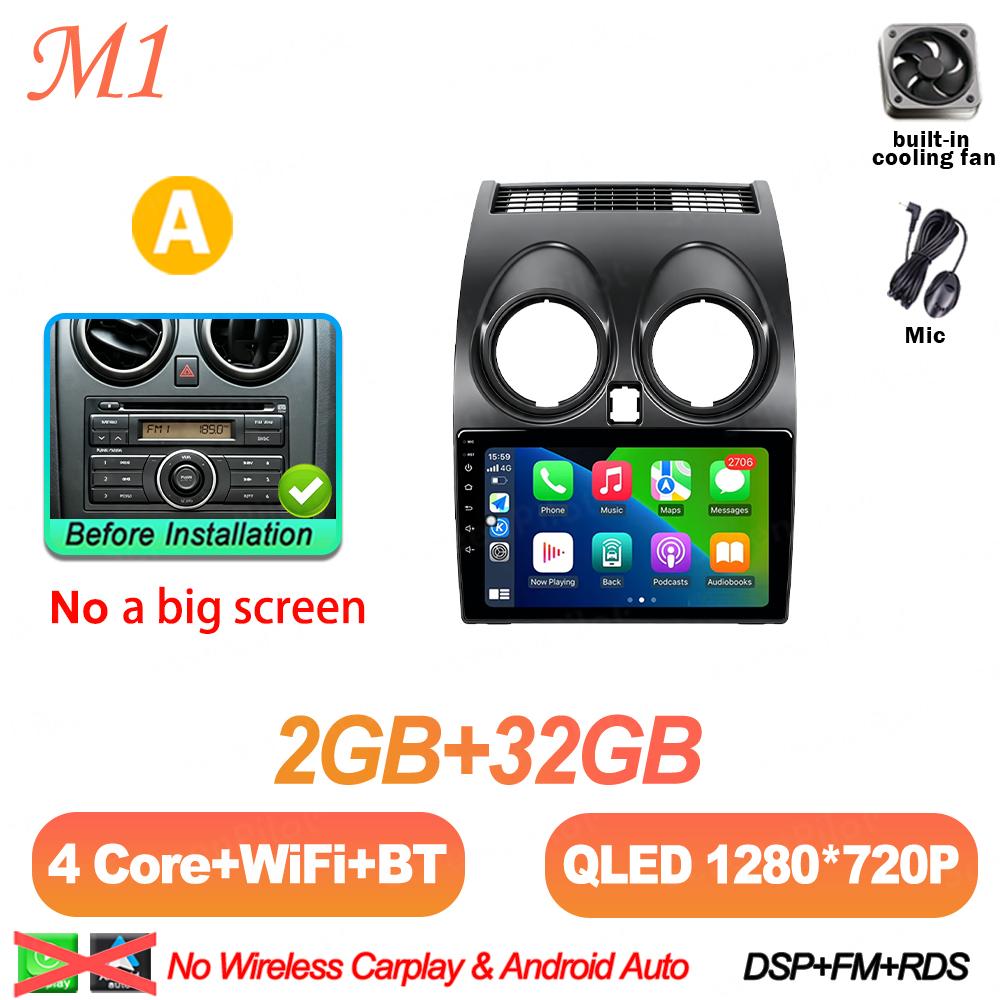 9 Inch Android 16 For Nissan Qashqai J10 2006-2013 Car Radio Stereo Head Unit Multimedia Video Player 2K QLED 8 Core Mirror Link
