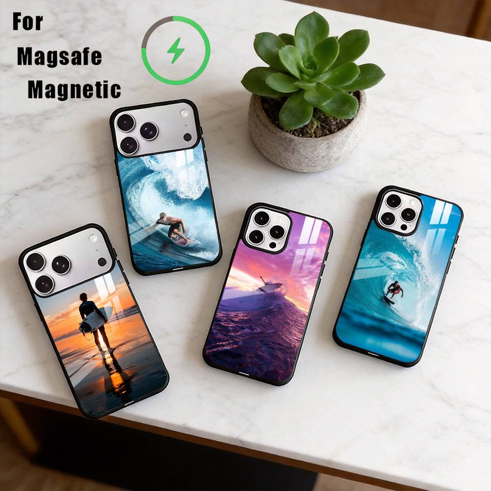 Чехол для телефона S-Surfing для iPhone 17, 16, 15, 14, 13, 12, 11 Plus, Pro, магнитный, с поддержкой MagSafe, беспроводной зарядкой