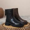 Autumn and winter Martin boots women's new fashion round head thick sole rear zipper short women's boots thick heel velvet