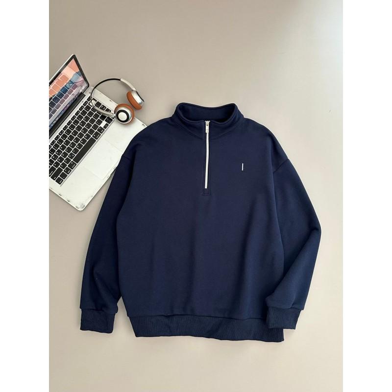 AL Kim Jisoo Quarter Zip Sweatshirt Loose Fit Casual Long Sleeve Top Couples