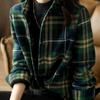 Fashionable Plus Size Women's Loose Plaid Shirt Comfortable Long Sleeve Coat