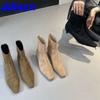 Fashion Fashion Zippers Women Ankle Boots With 3cm Heel Shoes Designer Flock Footwear Pointed Toe Ladies Modern Short Booties Shoes